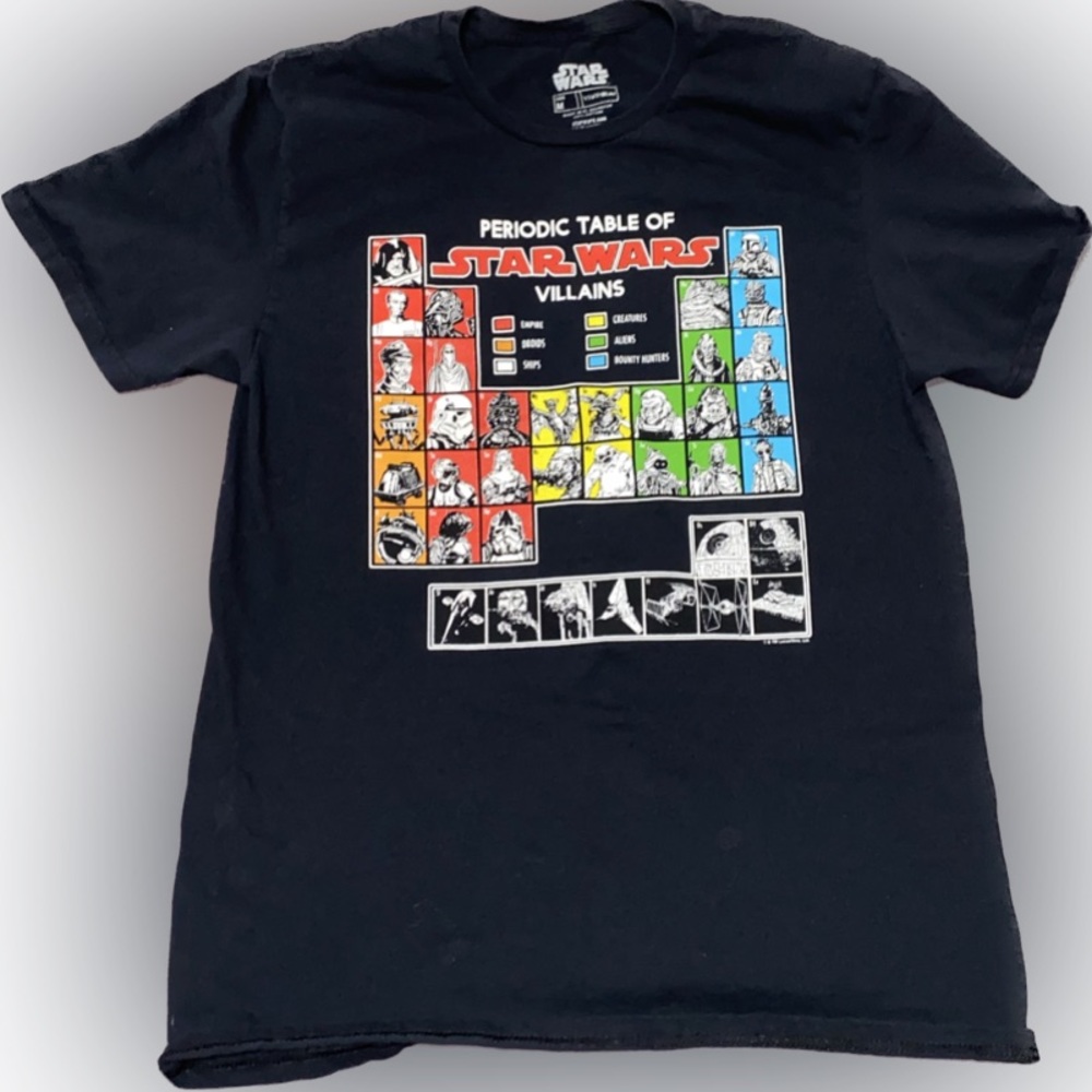Official Star Wars brand, periodic table of villains T-shirt